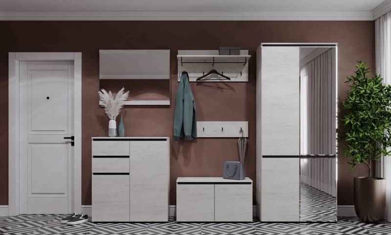 Прихожая Гретта Шкаф без зеркала 2С2ЗР ПАМИР (Крафт золотой-Белый (900*2120*411))