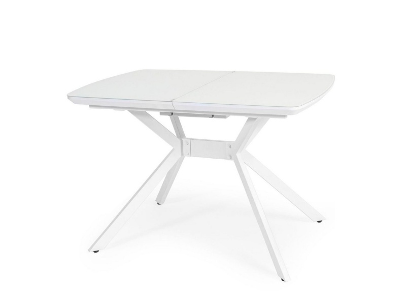 Стол Олимп Стекло 1140 Ваша Мебель (стекло белое/мдф белый/каркас основание X МУАР белый (1140(1460)х760))