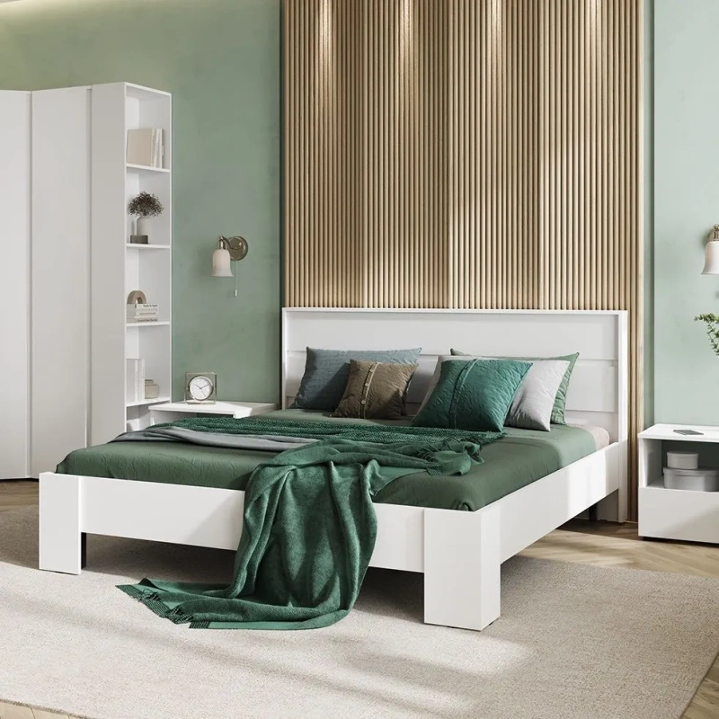 Хелен/Люмо КР 03 Кровать 1.6х2.0 СТЕНД/ТВД (фасад БЕЛЫЙ/корпус БЕЛЫЙ)