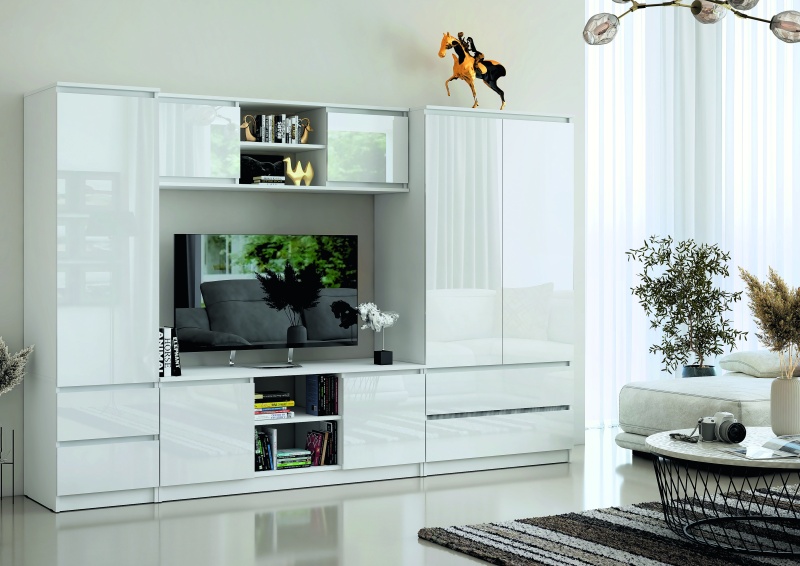 Челси Тумба ТВ МИФ (Белый глянец холодный, белый)