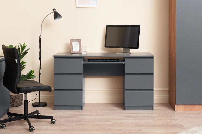 Челси Стол 6 ящиков МИФ (Графит, графит)