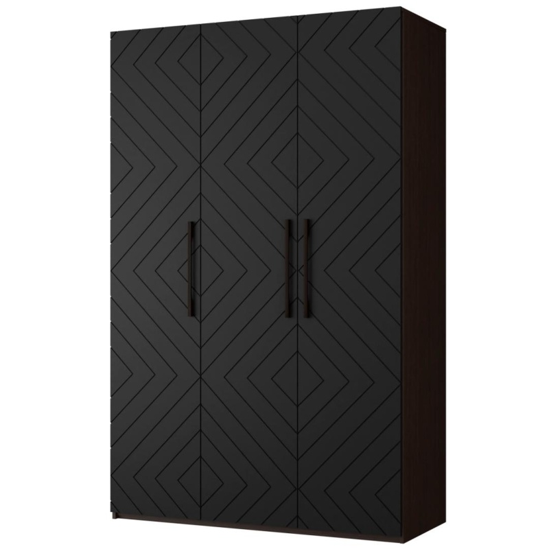 Копенгаген Шкаф 3-х ств. (12 СТУЛЬЕВ) (Корпус: ЛДСП Венге, Фасад: МДФ Черный мат)