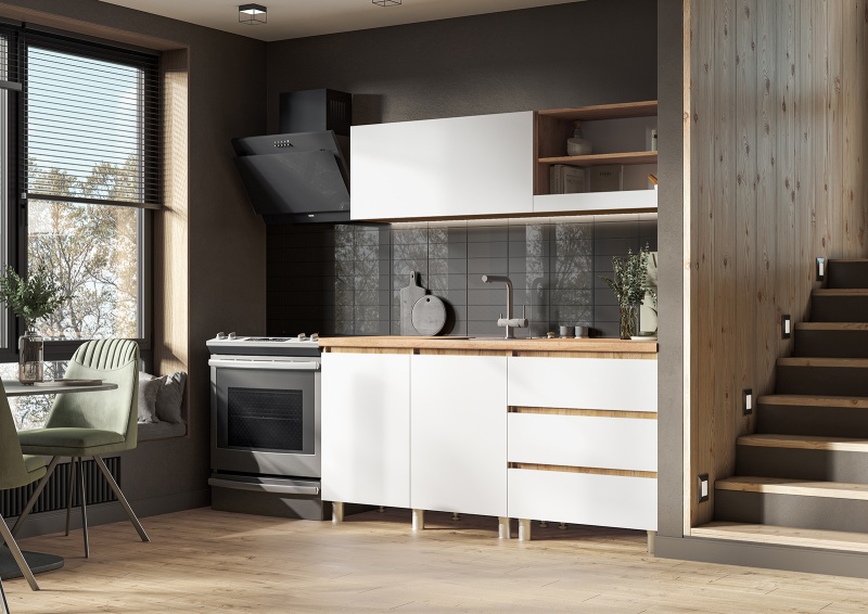 Кухня Хелен/Люмо 1,7 СТЕНД/ТВД (фасад БЕЛЫЙ/корпус ДУБ КРАФТ ЗОЛОТО)