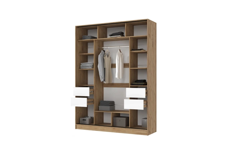 Прихожая Роджина Шкаф-купе 1800 МИФ (Белый глянец, Дуб Крафт)