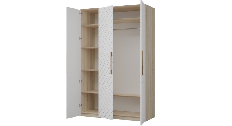 Копенгаген Шкаф 3-х ств. (12 СТУЛЬЕВ) (Корпус: ЛДСП Дуб Сонома, Фасад: МДФ Белый мат)