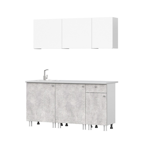 Кухонный гарнитур КГ-1 (1600) ЛДСП SV-мебель (Белый/белый/цемент св./антарес (1600*1982*600*26*Глубина столешницы 600 мм))