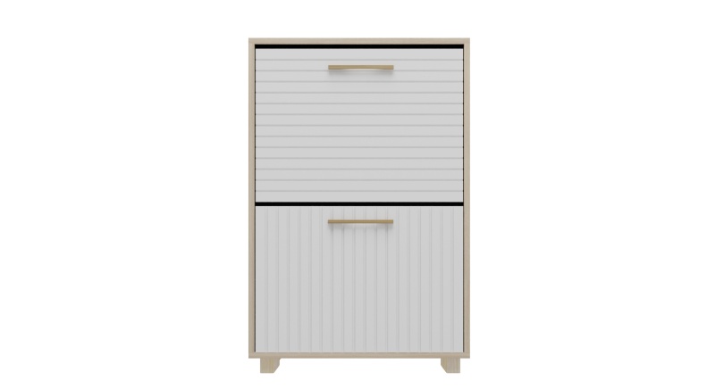 Копенгаген Обувница 2 ящика (12 СТУЛЬЕВ) (Корпус: ЛДСП Дуб Сонома, Фасад: МДФ Белый мат)