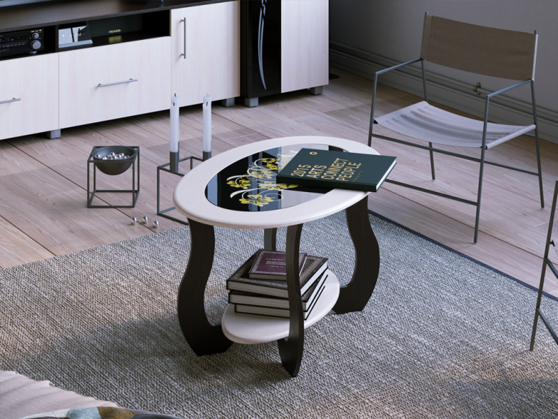 Стол Журнальный СЖ 6 Стекло с рисунком РОСТОК (Черный)