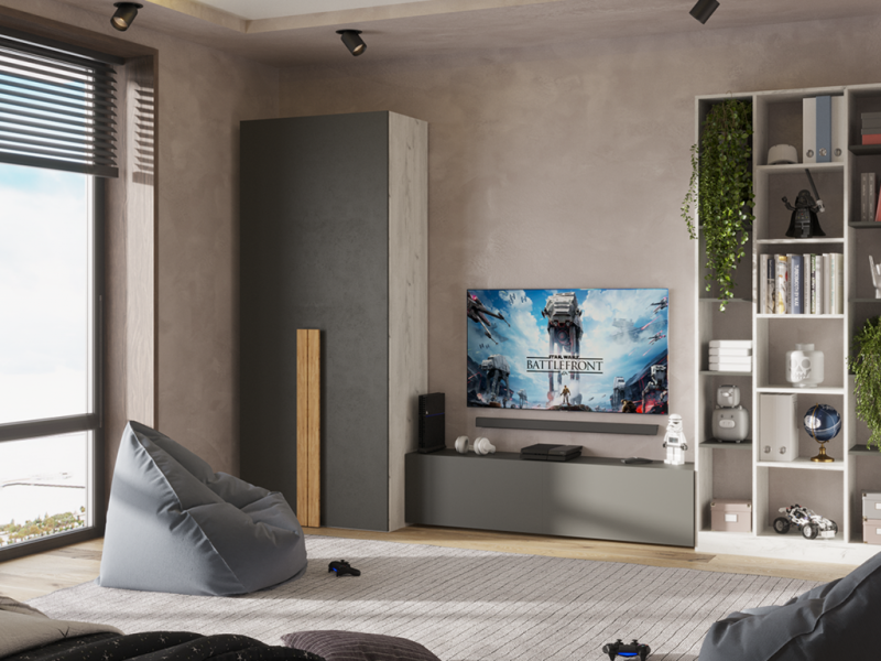 НКМ Кент-1 секция №12 тумба под ТВ РОСТОК (Антрацит (1010*350*370))